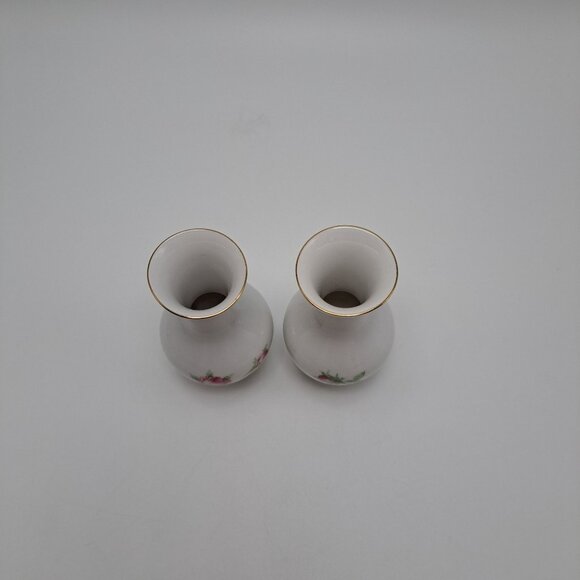 Zangenthal Bavaria Germany Miniature Porcelain Vases With Rose Design - Picture 5 of 8
